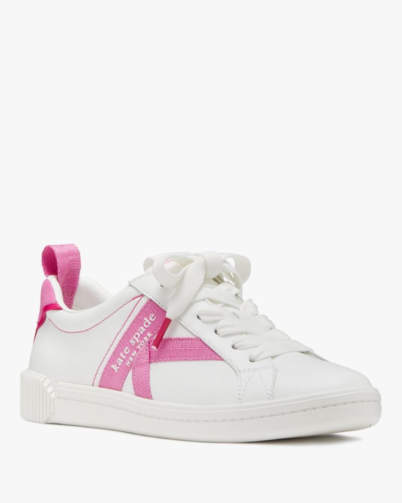 Kate Spade,Signature Sneakers,Lining Twill,Leather,Lining Cotton,Casual,Word Embellishment,Piping,Logo,Pull Tab,Casual,White