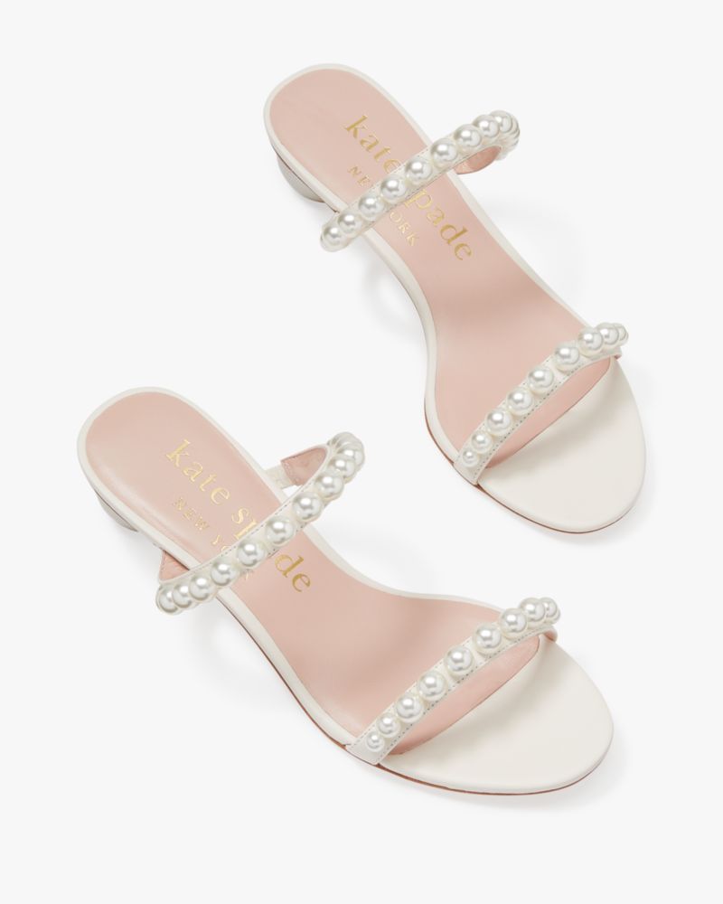 Kate Spade,Palm Springs Pearl Slide Sandals,Cream