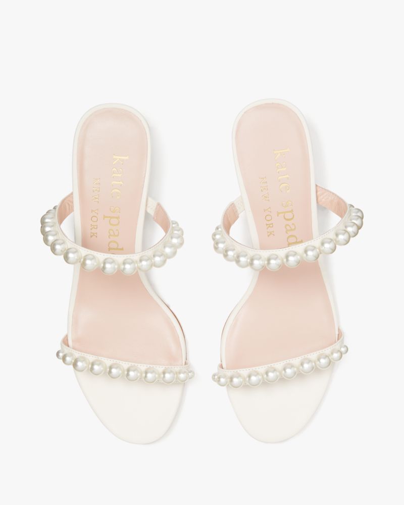 Kate Spade,Palm Springs Pearl Slide Sandals,Lining Leather,Nappa Leather,Sculptural Heel,Slides,Pearl,Cocktail,White