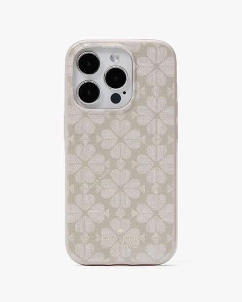 Kate Spade,Spade Flower Stability Ring And Case iPhone 15 Pro,Dark Beige Multi