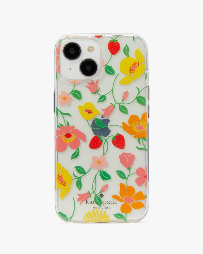 Kate Spade,Strawberry Garden Stability Ring And Case iPhone 15,Case,Logo,Word Embellishment,Casual,