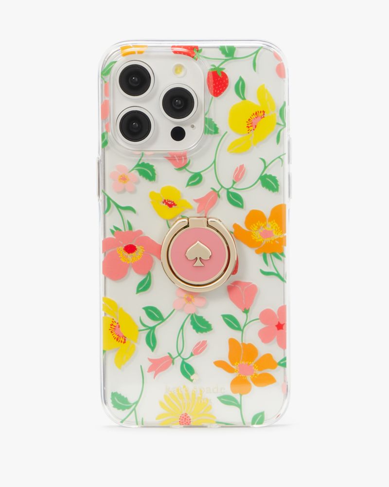 Kate Spade,Strawberry Garden Stability Ring And Case iPhone 15 Pro Max,Clear