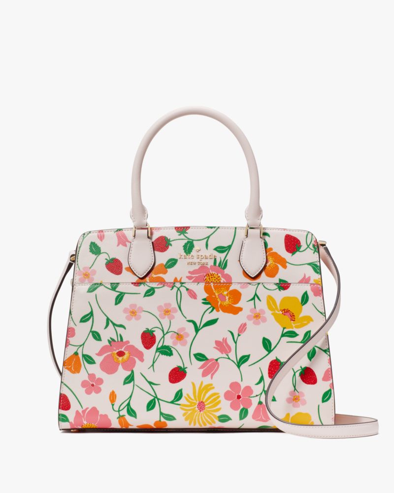 Kate Spade,Madison Strawberry Garden Printed Medium Satchel,