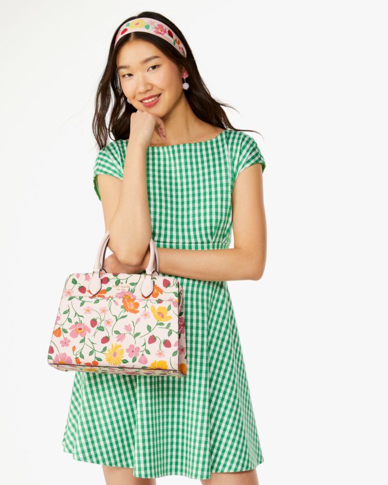 Kate Spade,マディソン ストロベリー ガーデン プリント ミディアム サッチェル,バッグ,ピンクマルチ