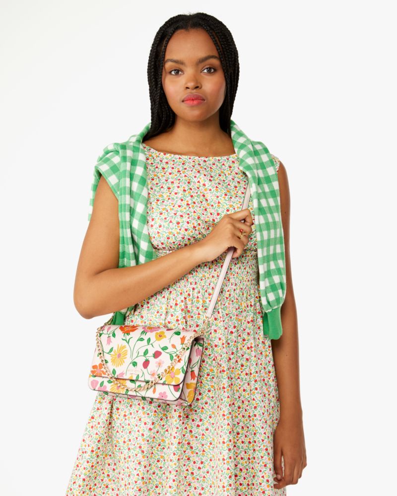 Madison Strawberry Garden Printed Flap Convertible Crossbody 