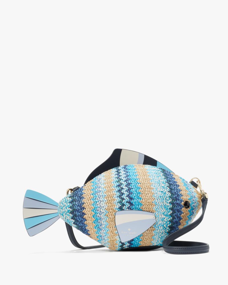 Kate Spade,What A Catch 3D Fish Crossbody,Lining Leather,Crossbody,3D Embellishment,Bead Embellishment,Logo,Word Embellish...,Multi Color