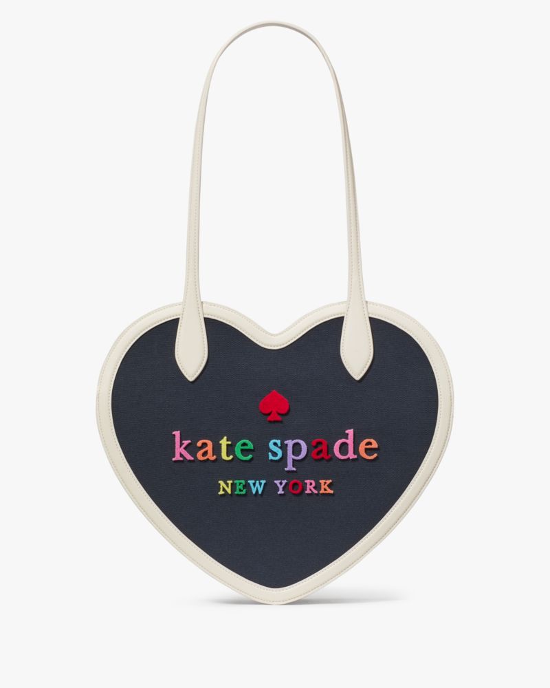 Kate Spade,Rainbow Collection Love Shack Heart Tote,Blazer Blue Multi