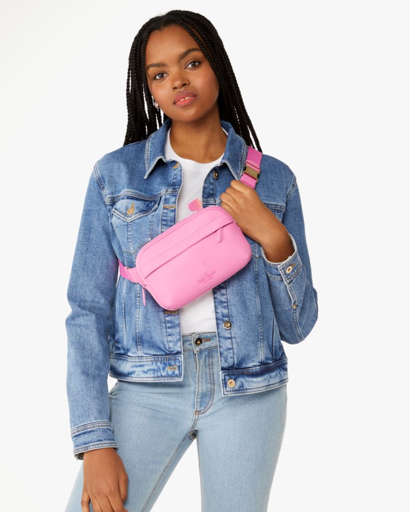 Kate Spade,Rainbow Collection Belt Bag,Lining Nylon,Belt Bag,Metal,Logo,Casual,Pink