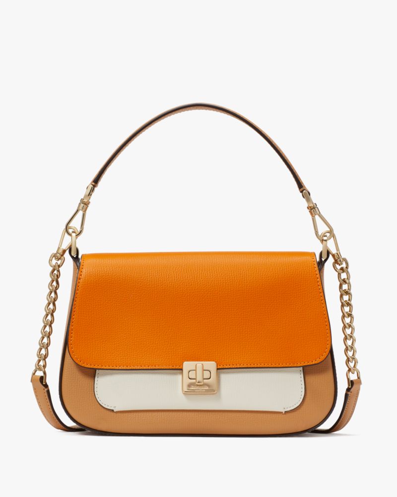 Kate Spade,Phoebe Colorblock Flap Crossbody,Lining Leather,Crossbody,Chain Detail,Color Block,Lined,Gold Metal,Day Party,Multi Color