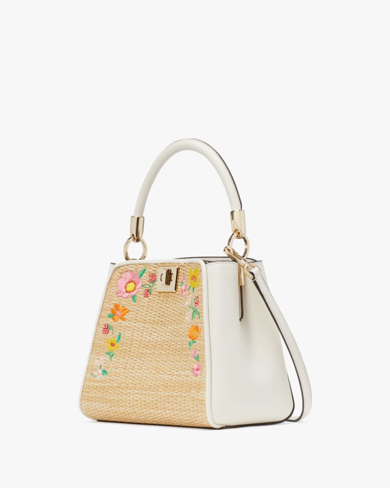 Kate Spade,Phoebe Embroidered Straw Top Handle Satchel,