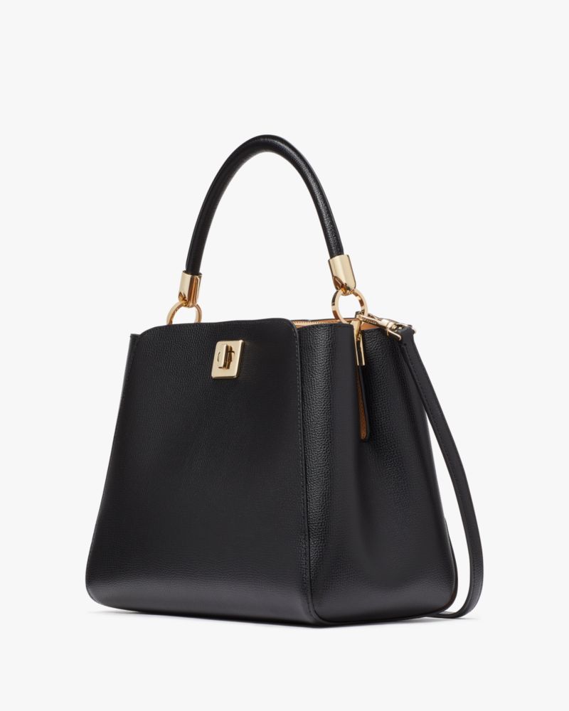 Kate Spade,Phoebe Medium Top Handle Satchel,Lining Leather,Satchel,PVC,No Embellishment,Lined,Work,Black