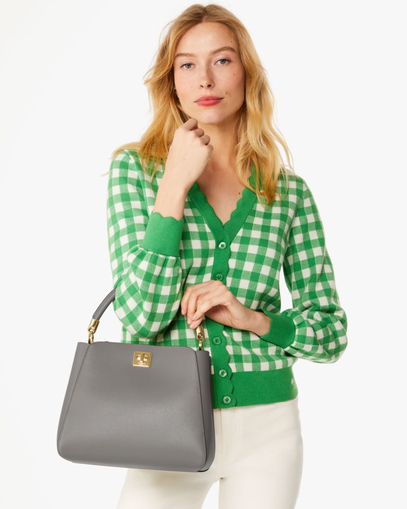 Kate Spade,Phoebe Medium Top Handle Satchel,Lining Leather,Satchel,PVC,No Embellishment,Lined,Work,