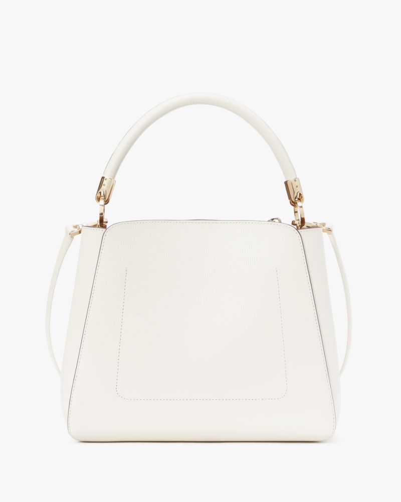 Kate Spade,Phoebe Medium Top Handle Satchel,Lining Leather,Satchel,PVC,Engraved Detail,Logo,Lined,Work,White