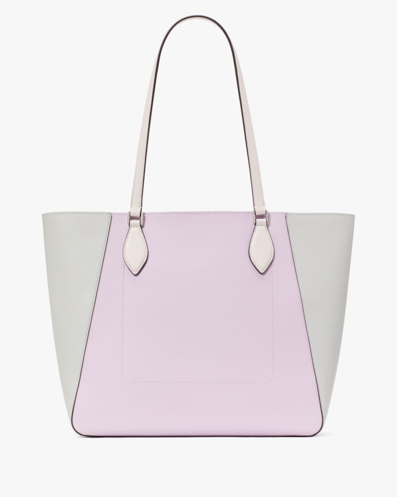 Kate Spade,Poppy Colorblock Large Tote,Lining Leather,Tote,Color Block,Metal,Logo,Lined,Casual,Lavender