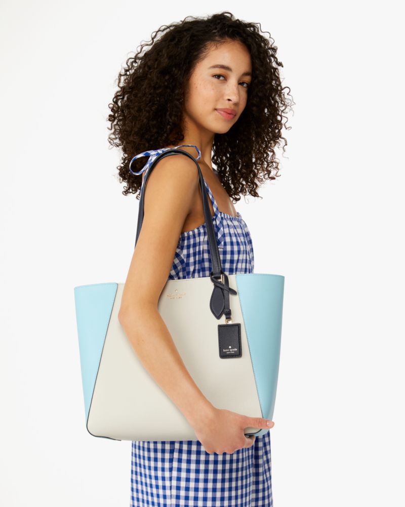 Kate Spade,Poppy Colorblock Tote,Blazer Blue Multi