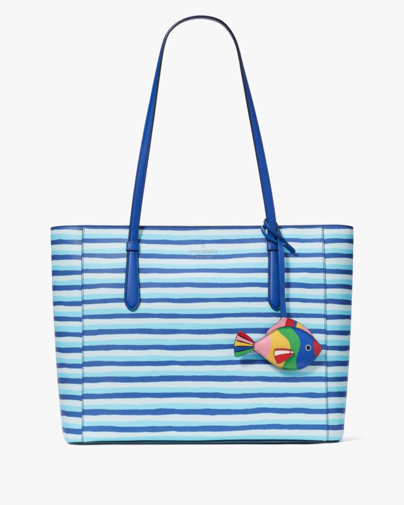 Kate Spade,Schuyler Wave Stripe Medium Tote,Blue Multi