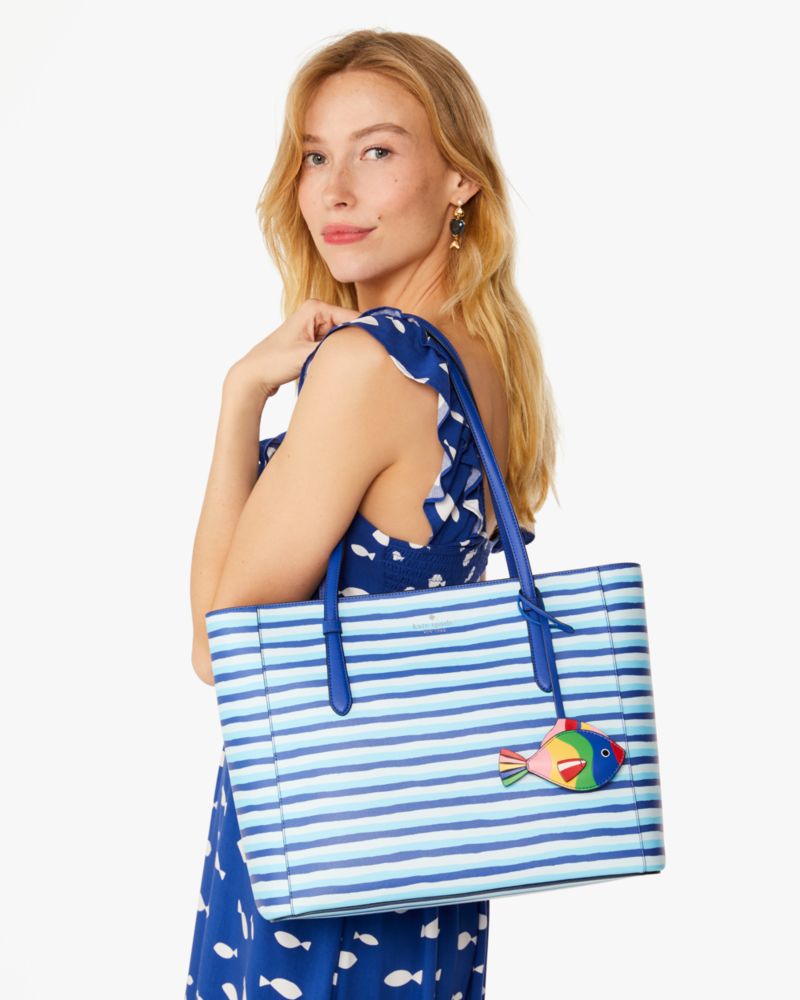 Kate Spade,Schuyler Wave Stripe Medium Tote,Blue Multi