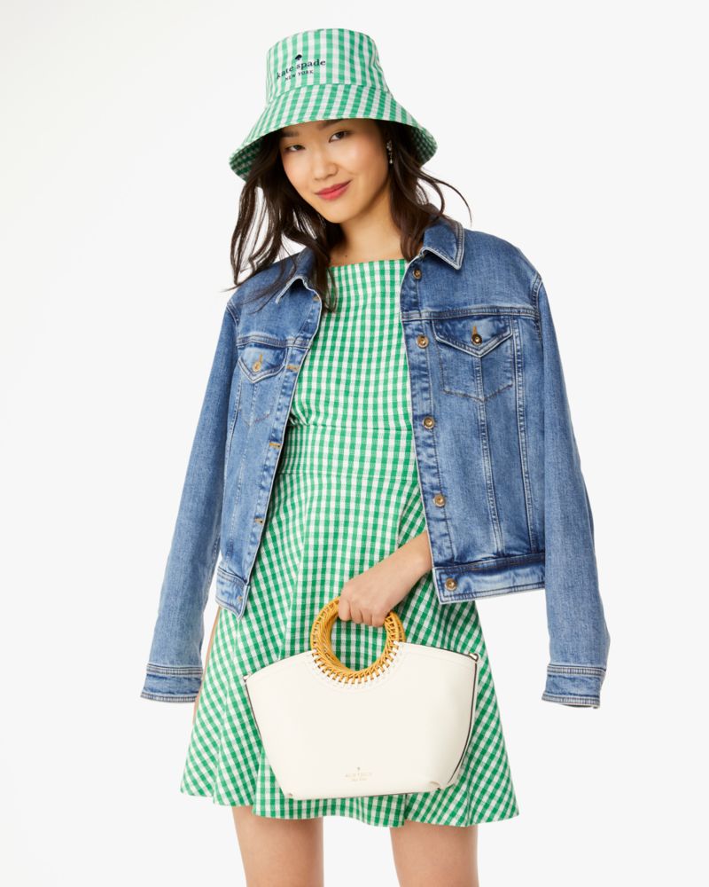 Kate Spade,Harbor Small Tote,Lining Leather,Tote,PVC,Metal,Mixed Media,Logo,Lined,Day Party,White
