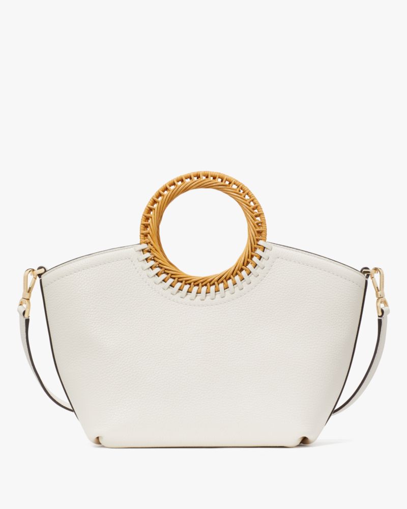 Kate Spade,Harbor Small Tote,Lining Leather,Tote,PVC,Metal,Mixed Media,Logo,Lined,Day Party,White
