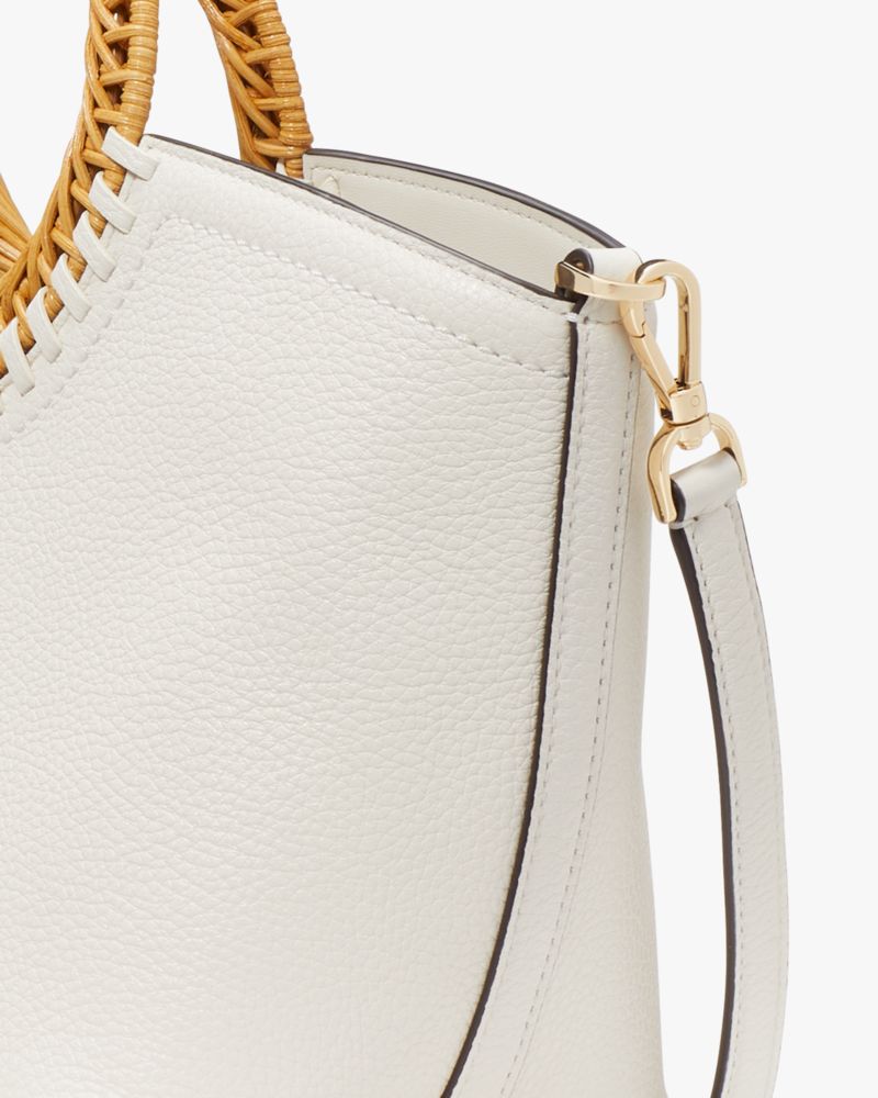 Kate Spade,Harbor Small Tote,Lining Leather,Tote,PVC,Metal,Mixed Media,Logo,Lined,Day Party,White