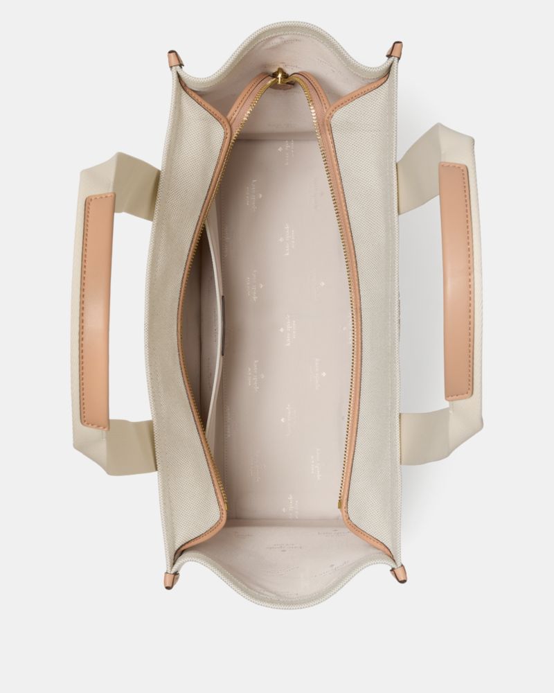 Kate Spade,Kip Canvas Large Tote Bag,Lining Leather,Tote,Piping,Lined,Casual,