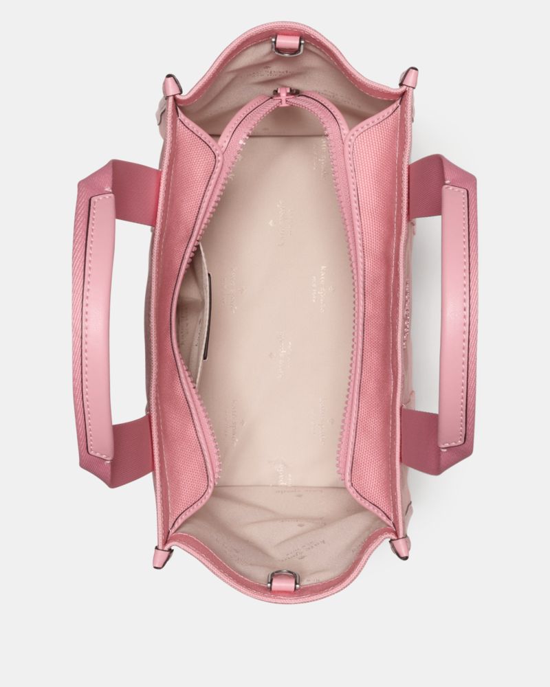 Kate Spade,Kip Canvas Small Tote,Lining Leather,Tote,Metal,Embroidered,Piping,Logo,Lined,Casual,Pink