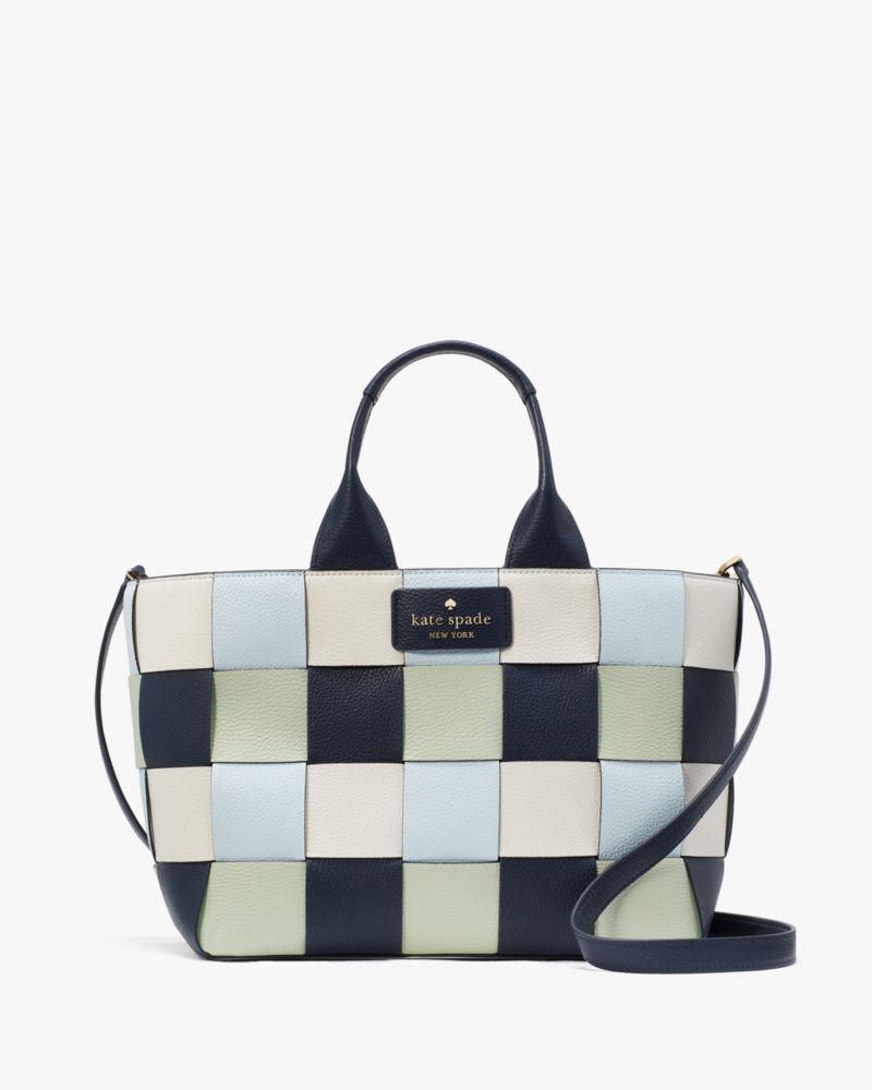 Kate Spade,バスケット ウーブン トート,バッグ,ブルーマルチ