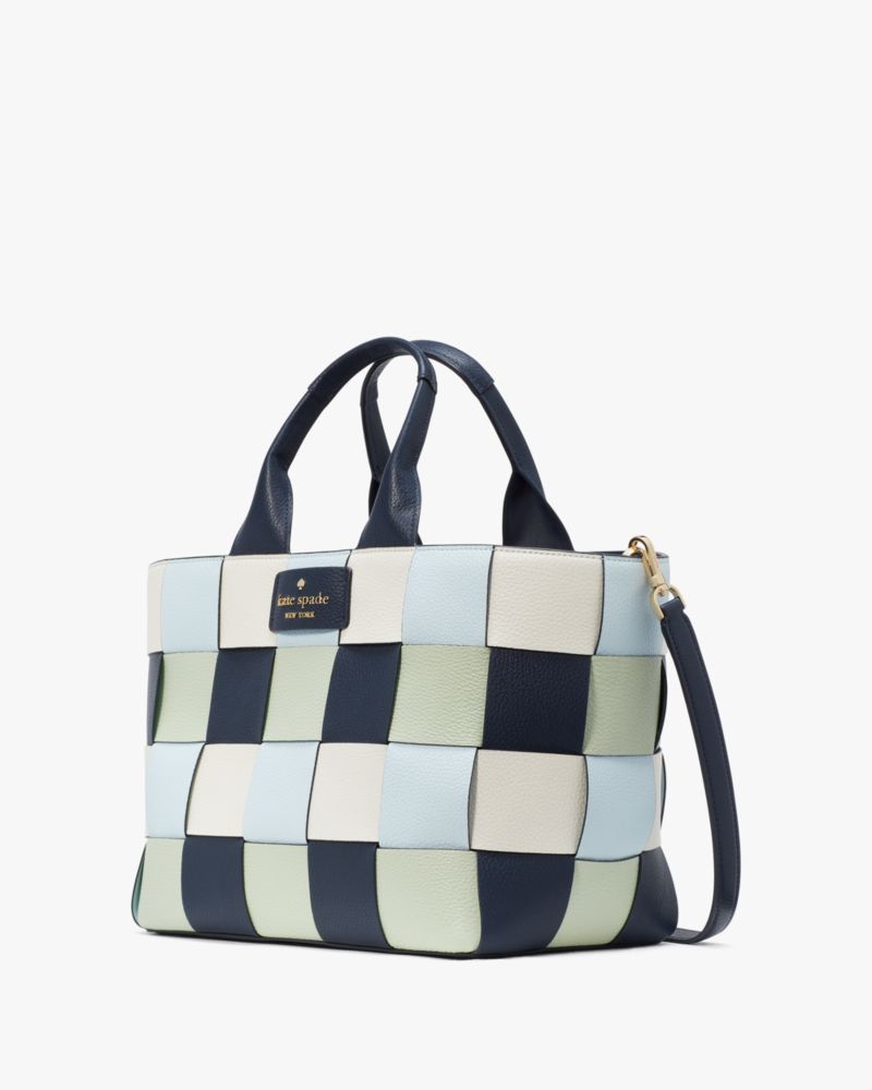 Kate Spade,バスケット ウーブン トート,バッグ,ブルーマルチ