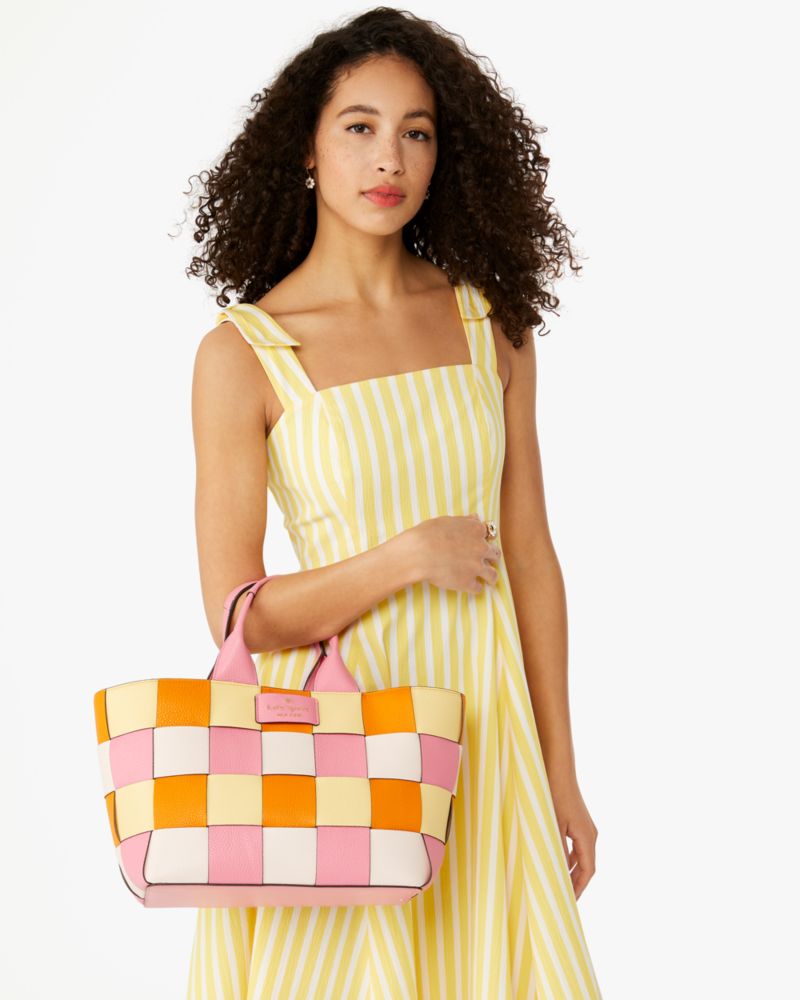 Kate Spade,バスケット ウーブン トート,バッグ,ピンクマルチ