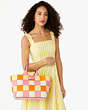 Kate Spade,Basket Woven Leather Tote,Pink Multi