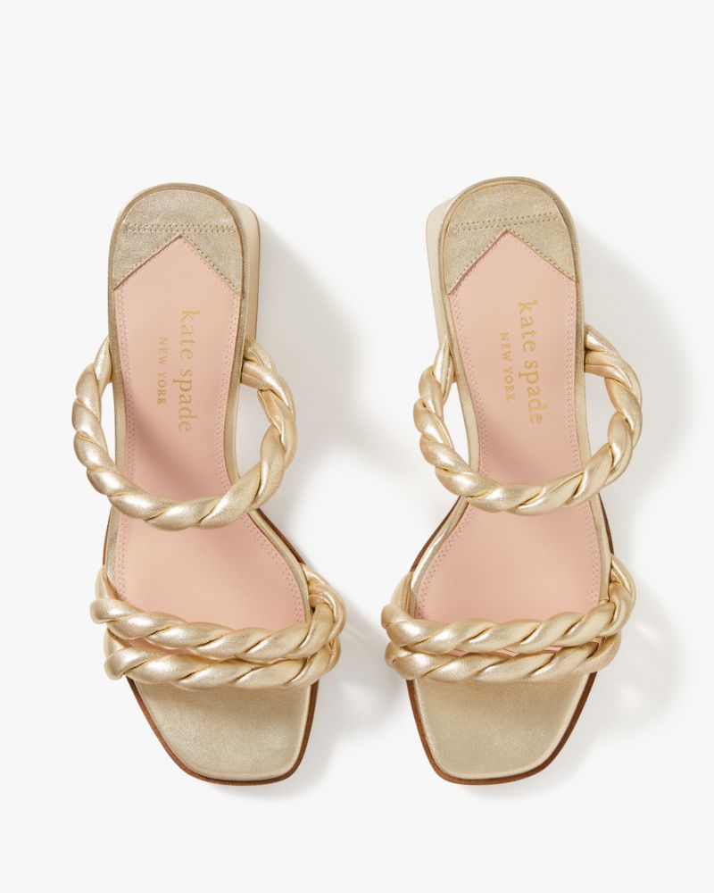 Kate Spade,Nina Sandals,Leather,Metallic,Slides,Twist,Cocktail,