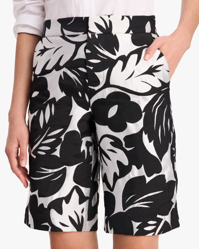 Kate Spade,Tropical Foliage Bermuda Shorts,Tropical Foliage print,Fresh White/Black