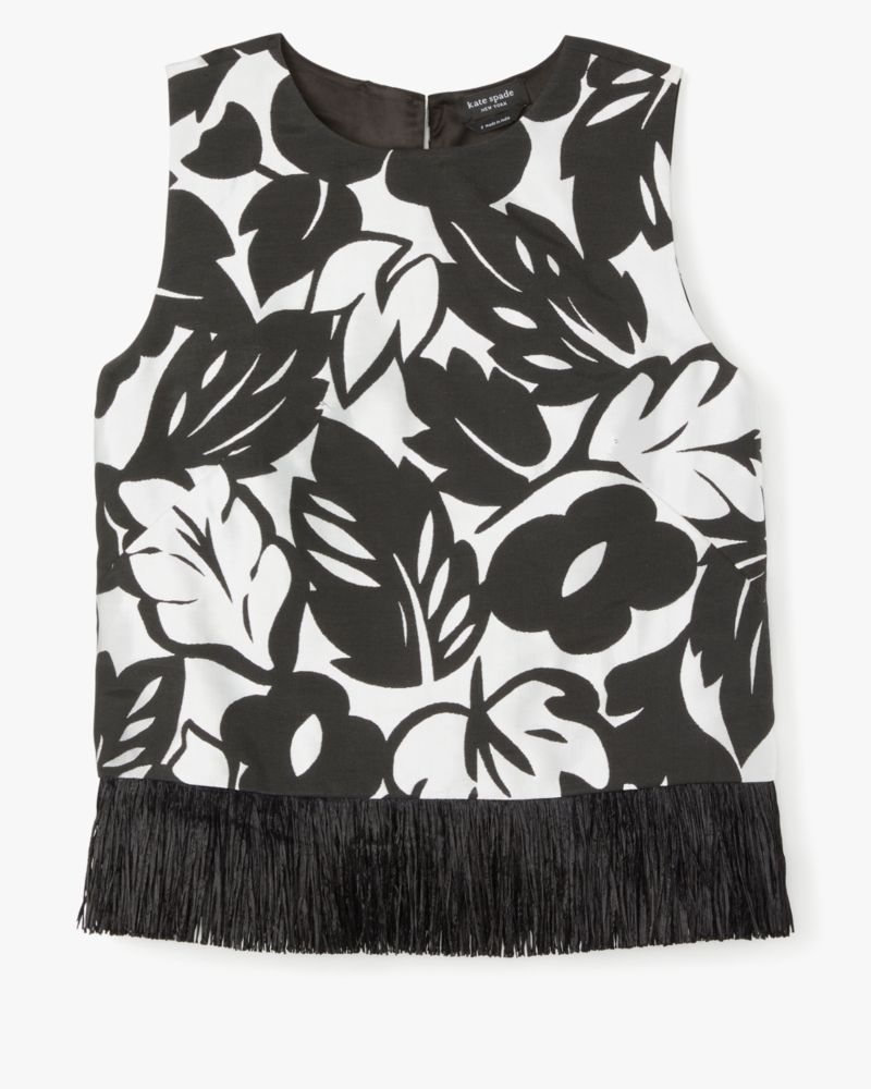 Kate Spade,Tropical Foliage Raffia Shell,Tropical Foliage print,Fresh White/Black