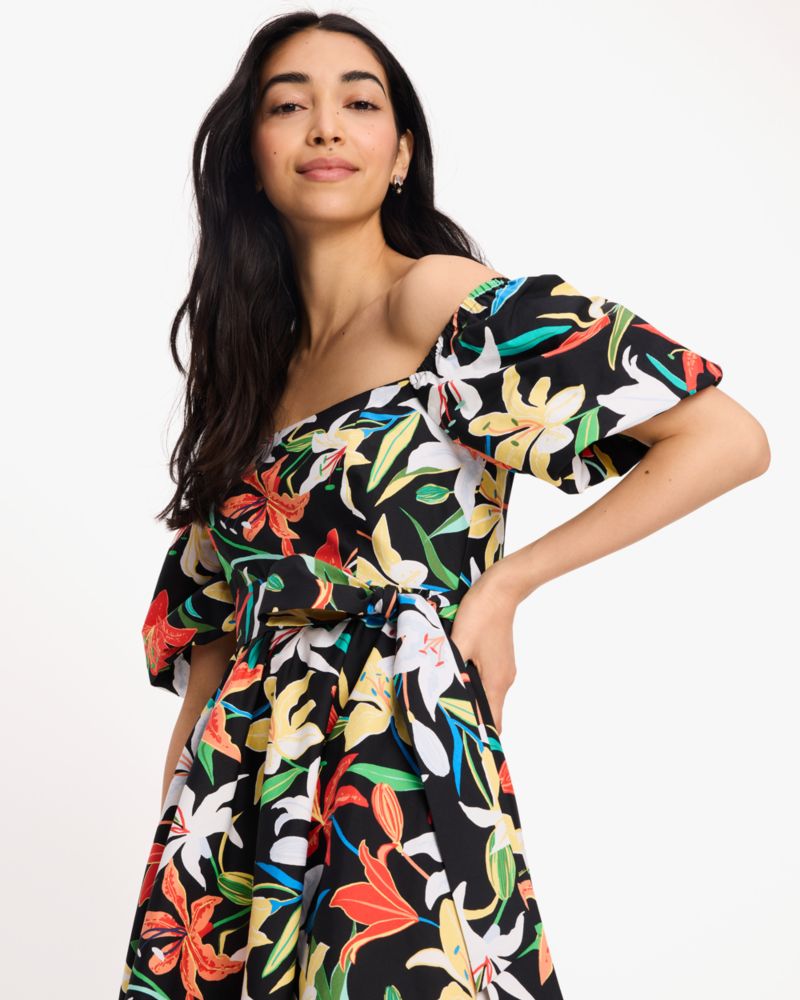 Kate Spade,Summer Lilies Off-the-shoulder Dress,Summer Lilies print,Cocktail,Multi