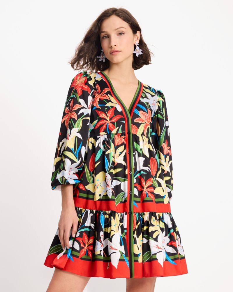 Kate Spade,Summer Lililes Twill Dress,Summer Lilies print,Day,Multi