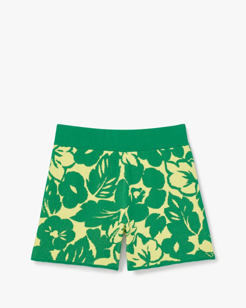 Kate Spade,Tropical Foliage Knit Shorts,Viscose,Knit,A-Line,No Embellishment,Day Party,Multi Color