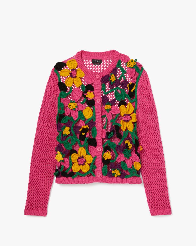 Kate Spade,Orchid Bloom Crochet Cardigan,Orchid Bloom print,Multi