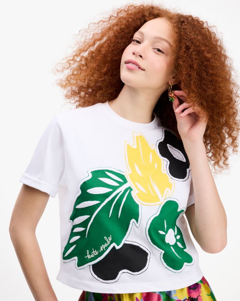 T-Shirt mit Blumenverzierung, , Product