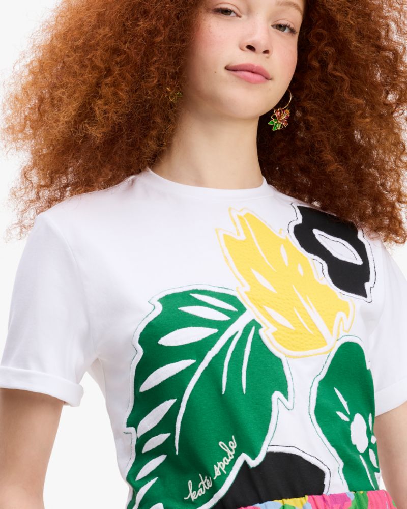 Kate Spade,Embellished Floral Tee,Fresh White