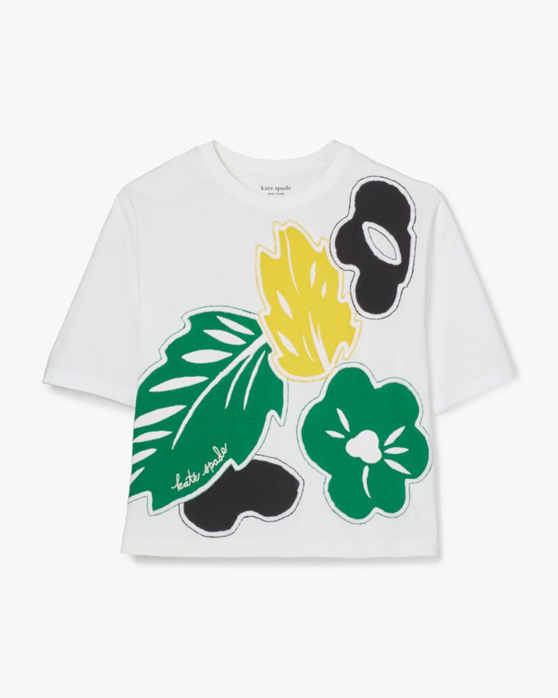 Kate Spade,Embellished Floral Tee,Fresh White