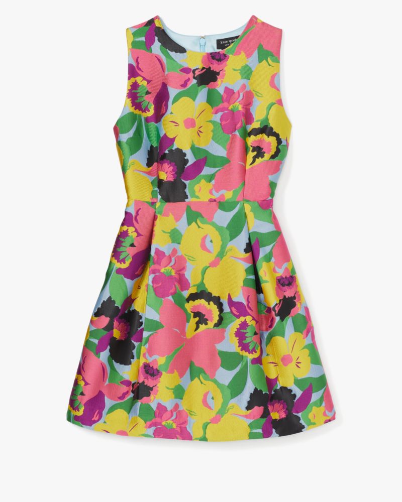 Kate Spade,Orchid Bloom Alice Dress,A-Line,Pleats,Day Party,Multi Color