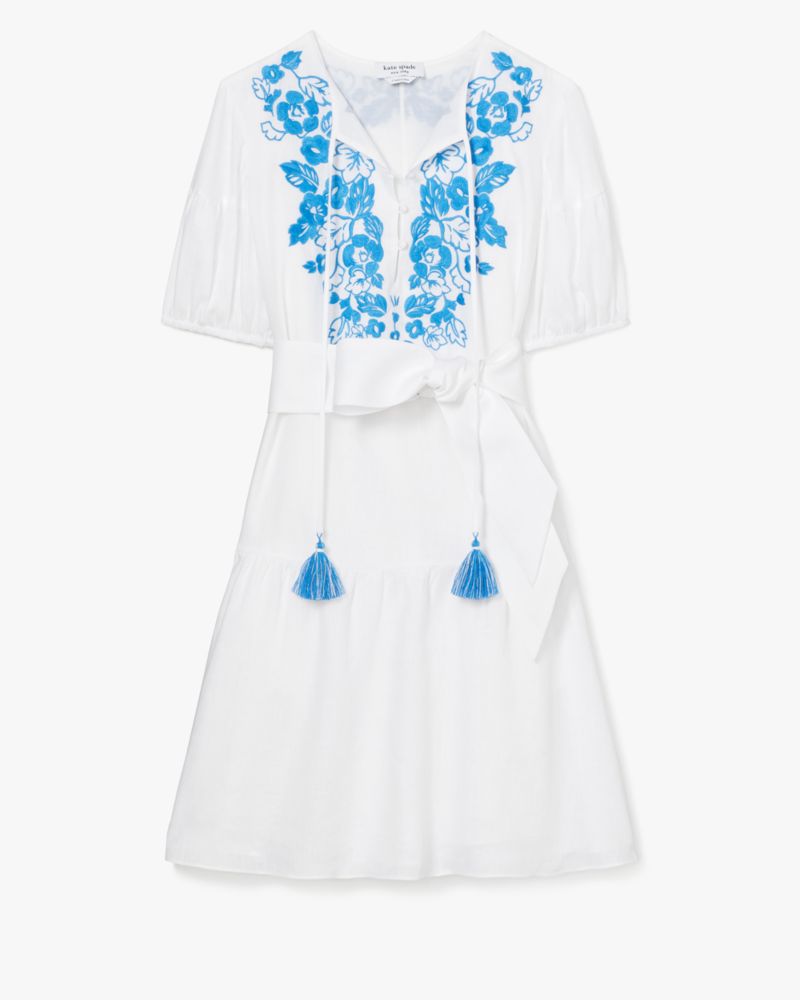 Kate Spade,Floral Embroidered Shirtdress,Day,Fresh White