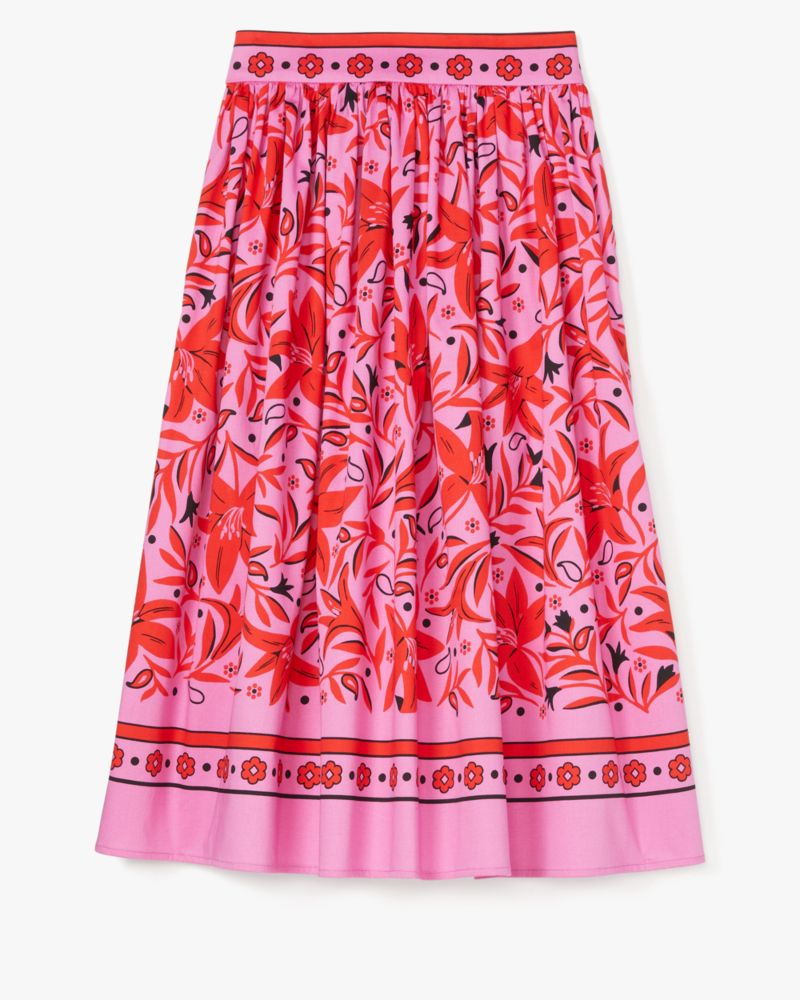 Kate Spade,Daylily Midi Skirt,Daylily print,Carousel Pink