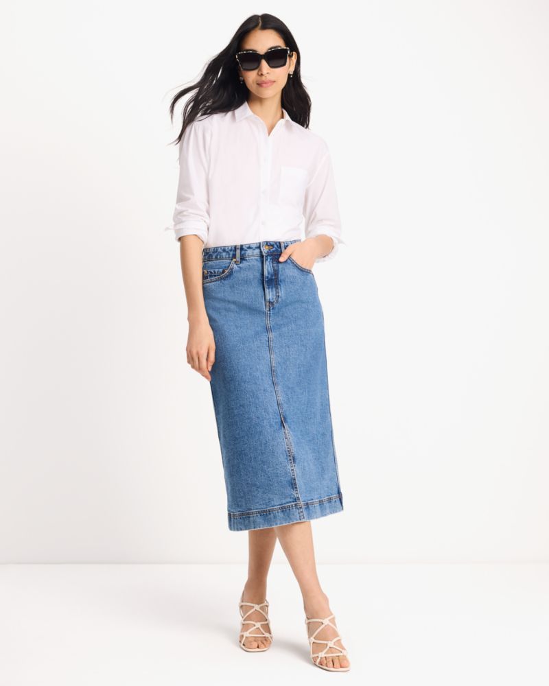 Kate Spade,デニム ミディ スカート,スカート,コズミックウォッシュ