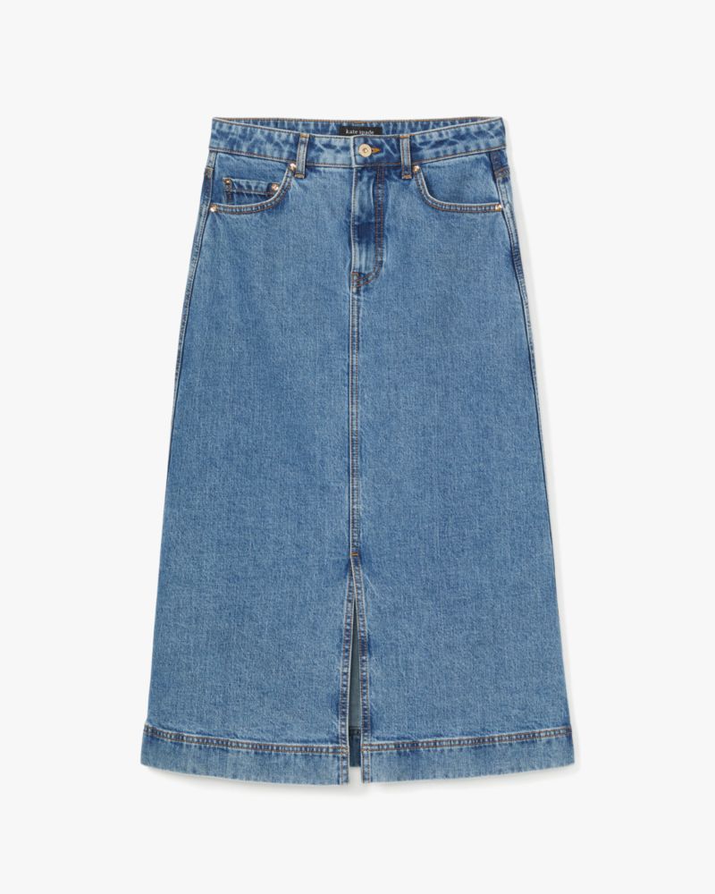 Kate Spade,Denim Midi Skirt,Cosmic Wash