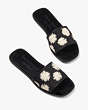 Kate Spade,Lauren Pom Pom Floral Slide Sandals,Casual,Black/Cream