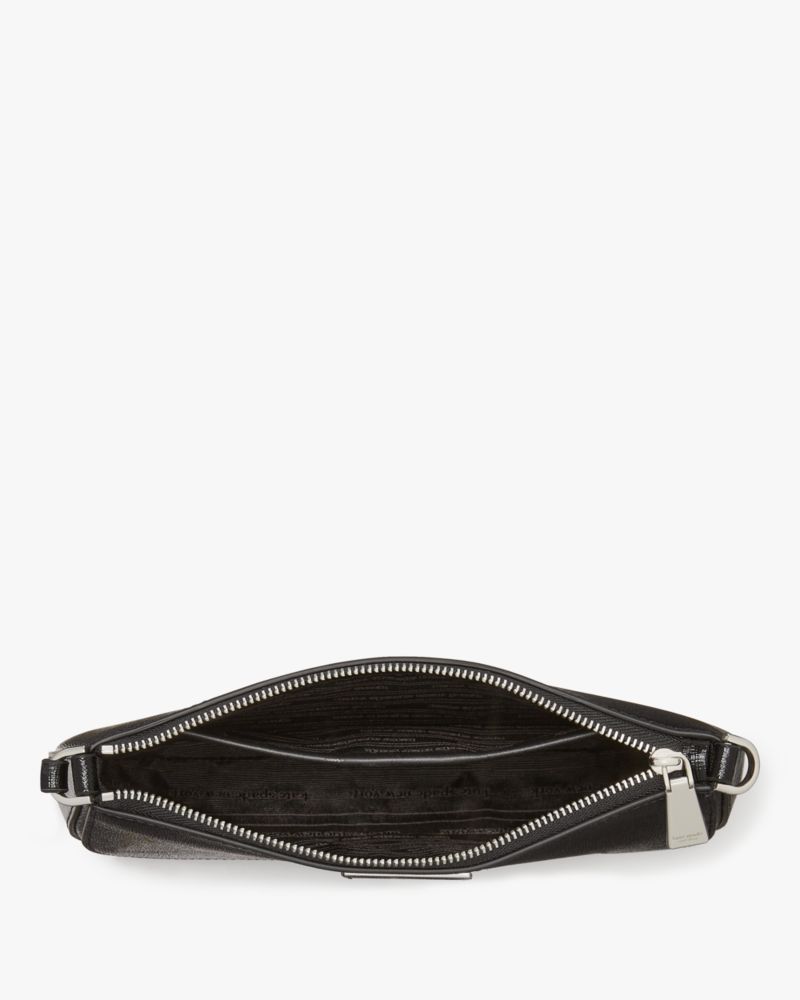 Kate Spade,Sam Icon Shiny Mini Pochette,Leather,Wristlet,Pouch,Logo,Casual,Black