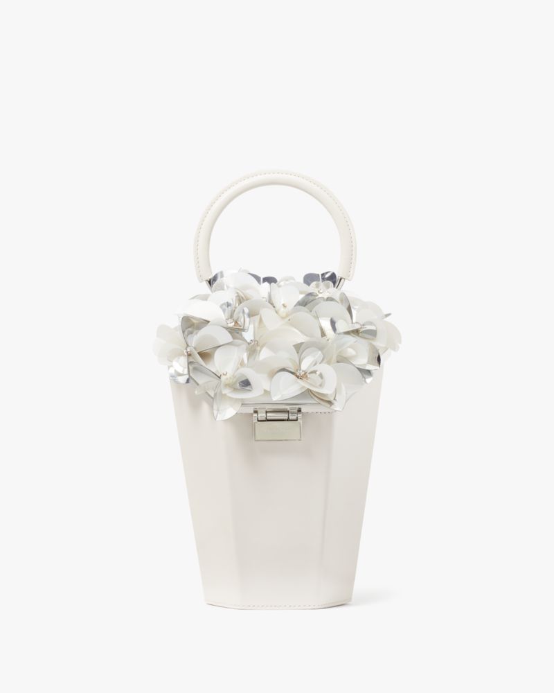 Kate Spade,In Bloom Bouquet Embellished 3D Vase Top-Handle,Cream Multi