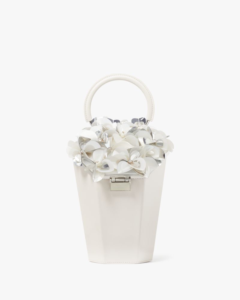 Kate Spade,In Bloom Bouquet Embellished 3d Vase Top-handle,Leather,Crossbody,3D Embellishment,Metal,Logo,Embellished,Formal,