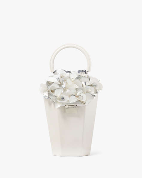 Kate Spade,In Bloom Bouquet Embellished 3D Vase Top-Handle,Cream Multi